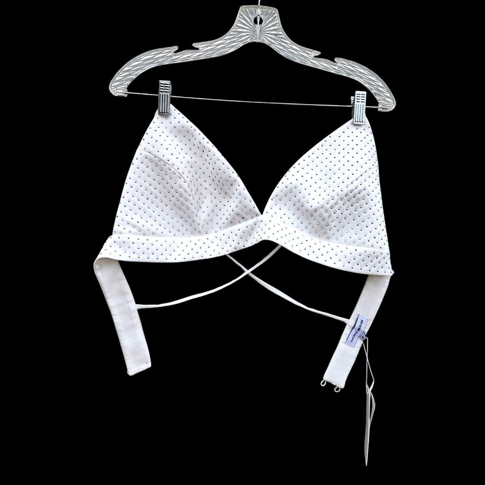 Nadine Merabi White Rhinestone Kira Two-Piece Set Top L Pants XL New - Picture 8 of 16